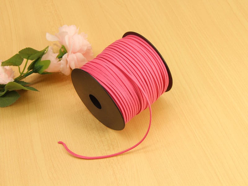 Pamir Tong Faux Leather Cord for Jewelry Making 100 Yards 2.6mm Thin Suede String Rope Deep Pink Bracelet Corder DIY Crafts Cord for Necklace-Dream Catcher Supplies-Hat- Walking Stick - Image 2